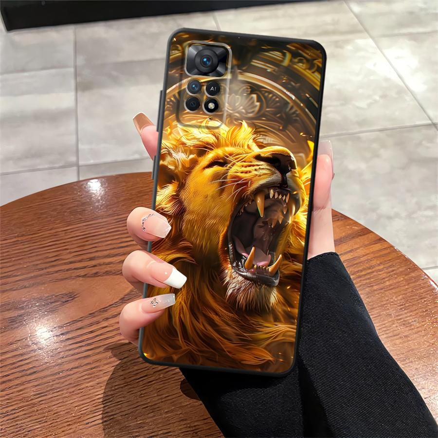 Крутой чехол-бампер с тигром и львом, черный, мягкий, для Xiaomi Redmi Note 11s 9S 12s 10S 9 10 11 12 Pro 13 14 Plus 7 8