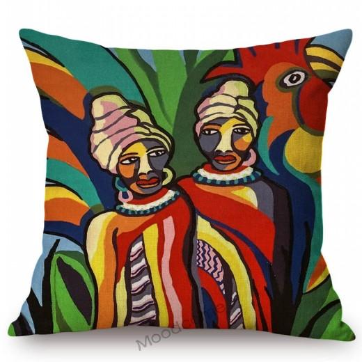 Colorful Abstract Africa Oil Painting Impressionism Art Cotton Linen Sofa Throw Pillow Case Black Girl Woman Cushion Cover Case