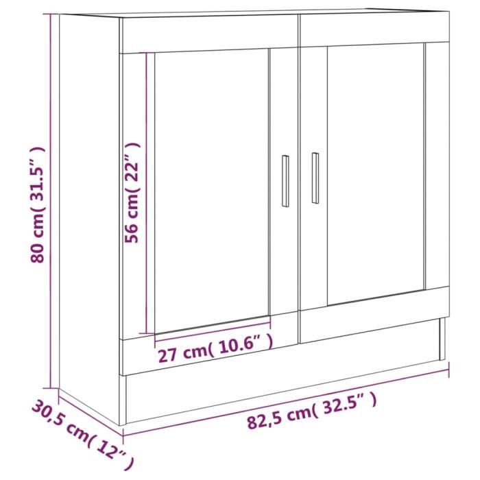 VidaXL Armoire à vitrine Sonoma gris 82,5x30,5x80 cm Bois d'ingénierie 815616