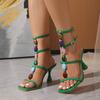New Women's Sandals Sexy Colorful Rhinestone Wine Glass and High-heeled Sandals Banquet Shoes