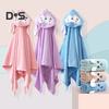 Hooded Baby Towel Button-up Absorbent Bathrobe Cartoon Animal Coral Velvet Cape Towel for Girls Boys Toddlers Home Pool Use