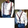 Gift Men Women Elastic Leather Suspenders Braces Adjustable Straps Bow Ties Set Unisex Suspenders