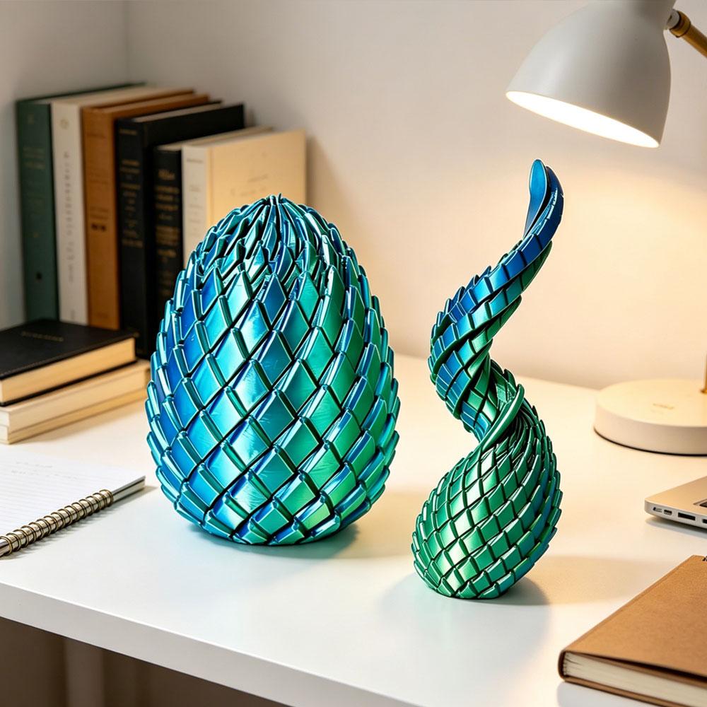 3D-печать Вращающееся Яйцо Дракона Модель для снятия стресса Деформируемое Скручивающееся Яйцо, Креативный Гаджет для снятия стресса Настольное Украшение