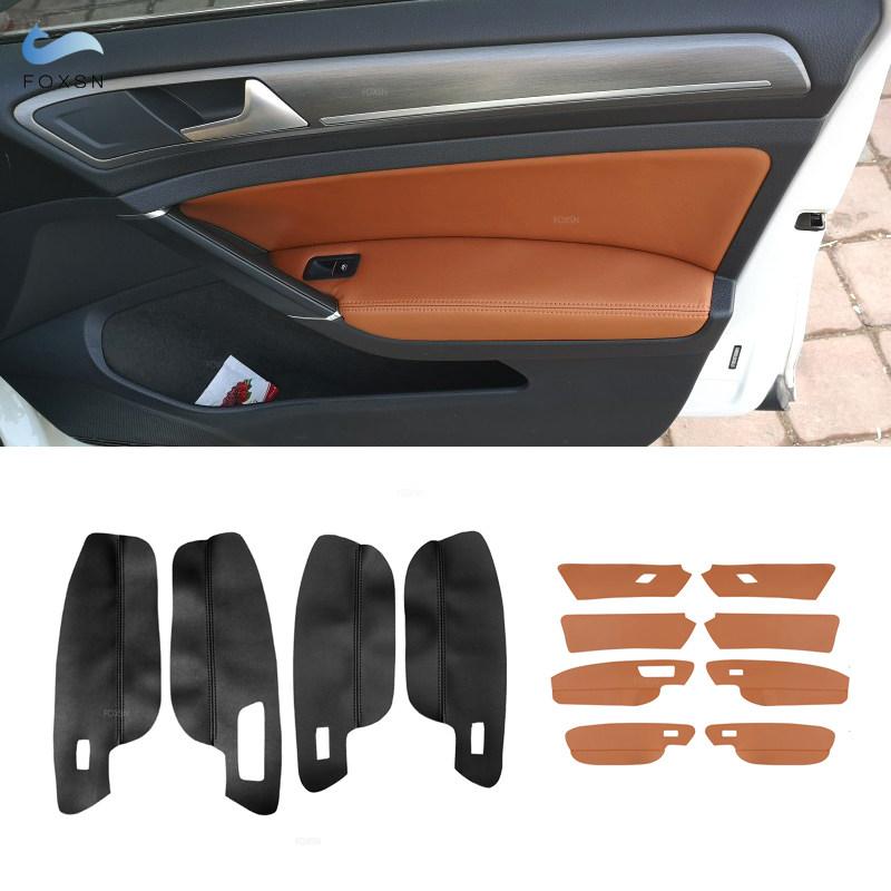4 шт. для VW Golf 7 MK7 2014 2015 2016 2017 2018 салона автомобиля дверная ручка подлокотник панель кожаный чехол из микрофибры защитный