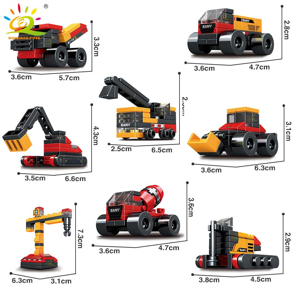 8in1 Engineering Crane Truck Building Blocks Bulldozer Excavator Car City Construction MOC Bricks Set For Children Kids