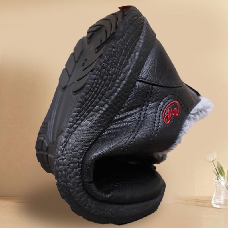 Зимние хлопковые ботинки с мягкой подошвой, нескользящие, утолщенные, теплые, кожаные, водонепроницаемые, мужские и женские, из хлопка