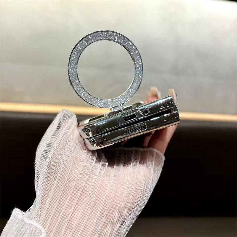 Чехол Ring Electroplate Sparkling для телефона Samsung Galaxy Z Fold 6 5 4 3 Fold6 Fold5 Fold4 Fold3 Магнитный противоударный чехол