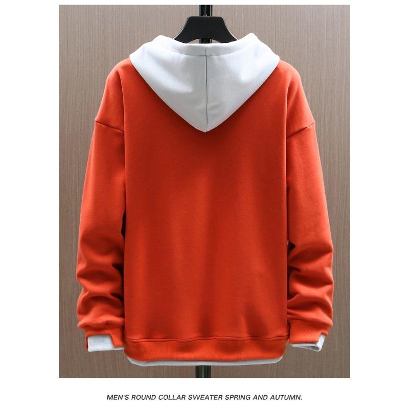 Men S Hooded Fake Two Piece Sweatshirt Japanese Casual Style