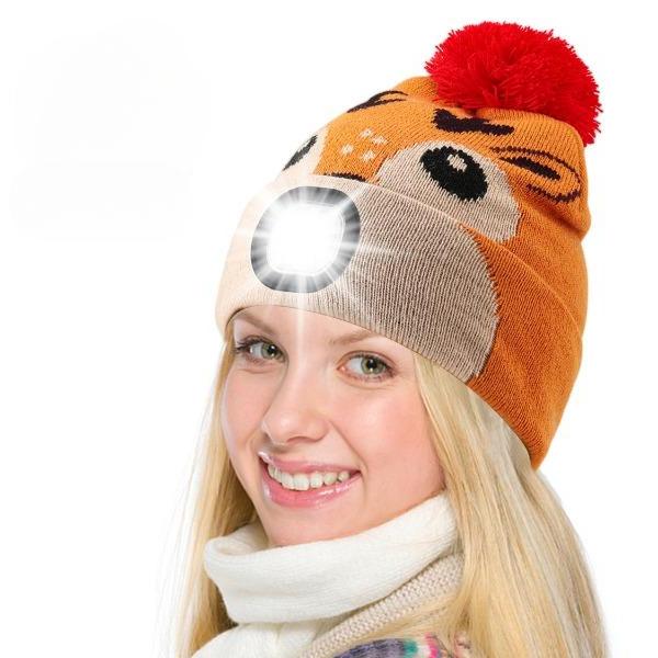 Женская светодиодная шапка с USB-зарядкой, налобный фонарь, шапка со светодиодным браслетом, зимняя теплая вязаная шапка с ночным светом, подходит для кемпинга, бега, ходьбы