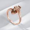 Модное коричневое кольцо винтажного стиля с натуральным цирконом для женщин, уникальная геометрия, цвет розового золота, высокое качество, повседневные украшения