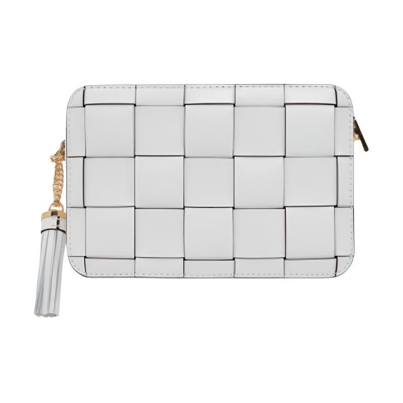 MICHAEL KORS Jet Set 21 zipper closure cow leather shoulder crossbody bag medium women's white