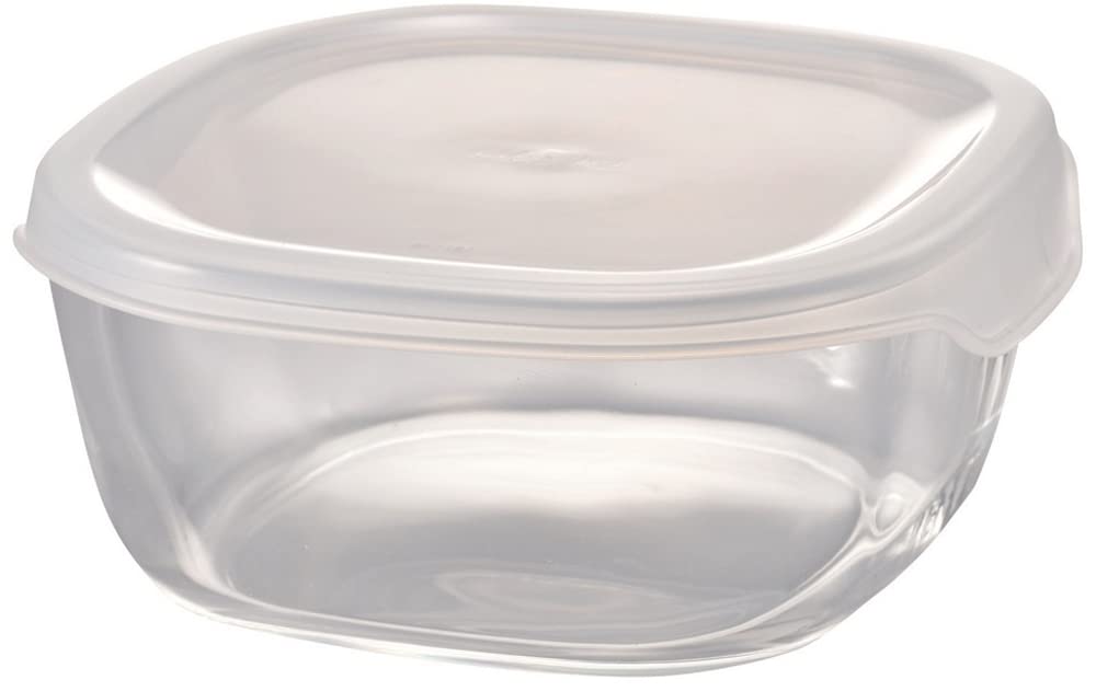 HARIO Made in Japan Glass Storage Square 600ml BUONO kitchen Set of 6 Clear Heat-resistant Container, KST-60-TW