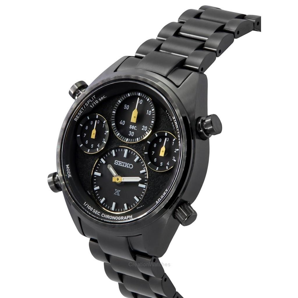 Seiko Мужские часы Prospex Speedtimer Limited Edition с хронографом из нержавеющей стали с черным циферблатом и солнечной батареей SFJ007P1 100M