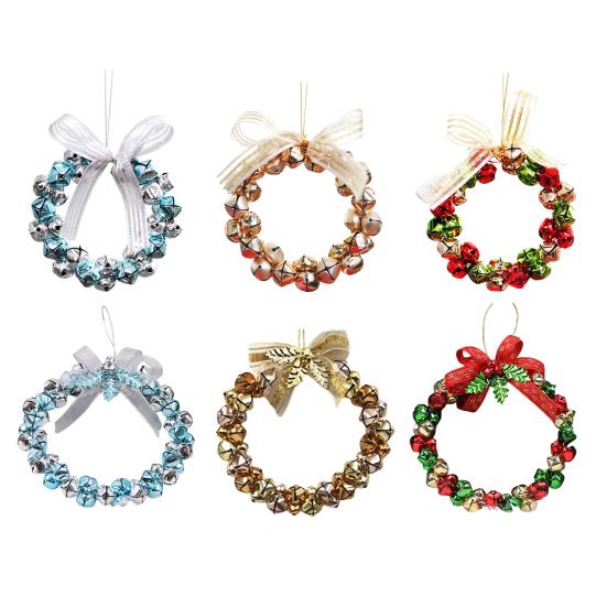 Рождественский венок из колокольчиков, венок из колокольчиков с бантом, маленькая гирлянда из колокольчиков, украшение для рождественского дома, елки