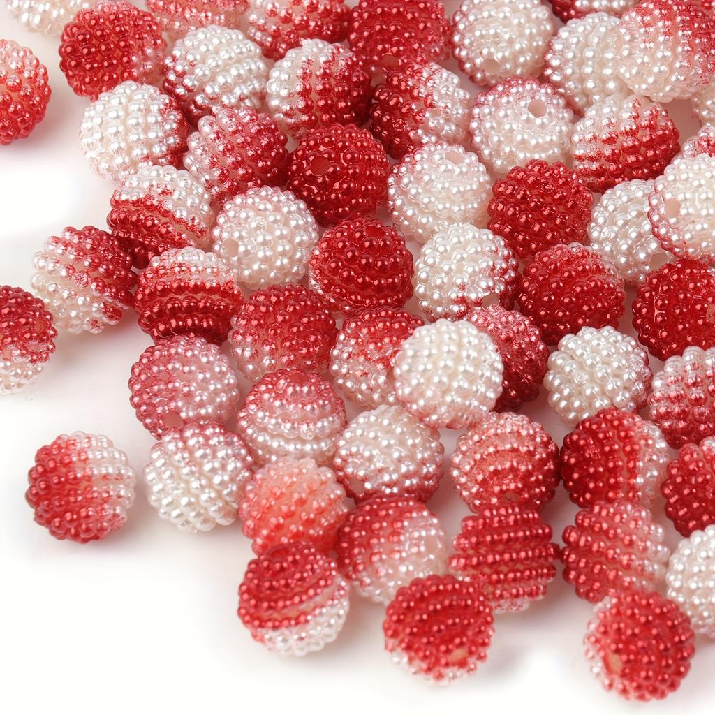 10mm 90pcs/bag Multicolor Acrylic Bayberry Beads Imitation Pearl Beads Round Loose Beads Spacer Beads For Earrings Bracelet Necklace Jewelry Making