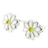 [I3934] - White Yellow 'Daisy' Silver Earrings (rhodium-plated) - 8 Mm
