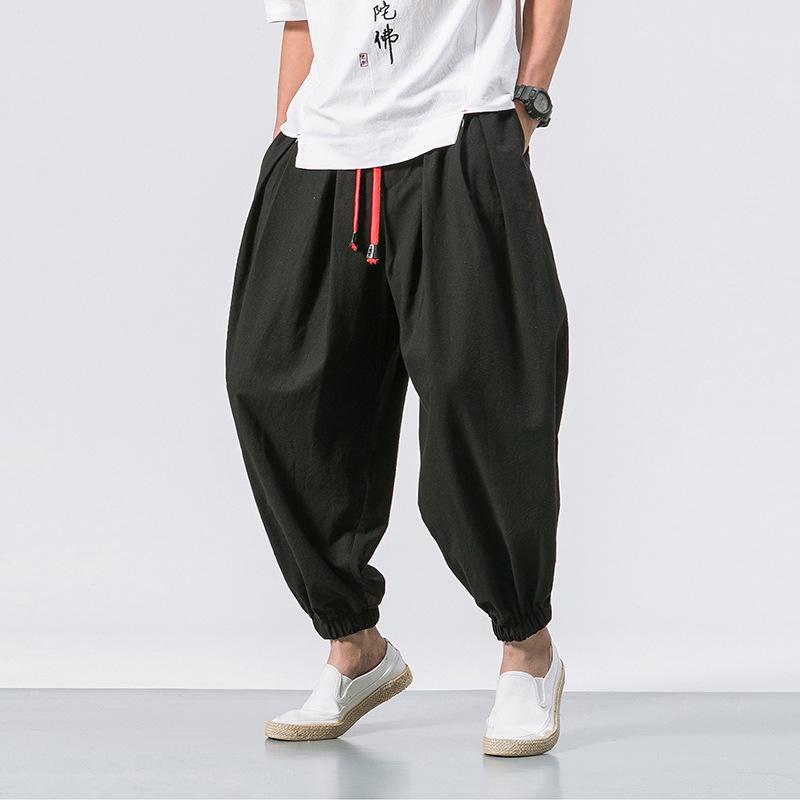 Summer New Men's Bloomers Loose Cotton and Linen Leggings Harlan Trousers