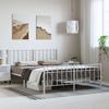 Metal Bed Frame with Headboard and Footboard White 150 x 200 cm