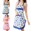 Women Lady Dress Restaurant Home Kitchen Cooking Cotton Apron Bib Floral Pattern