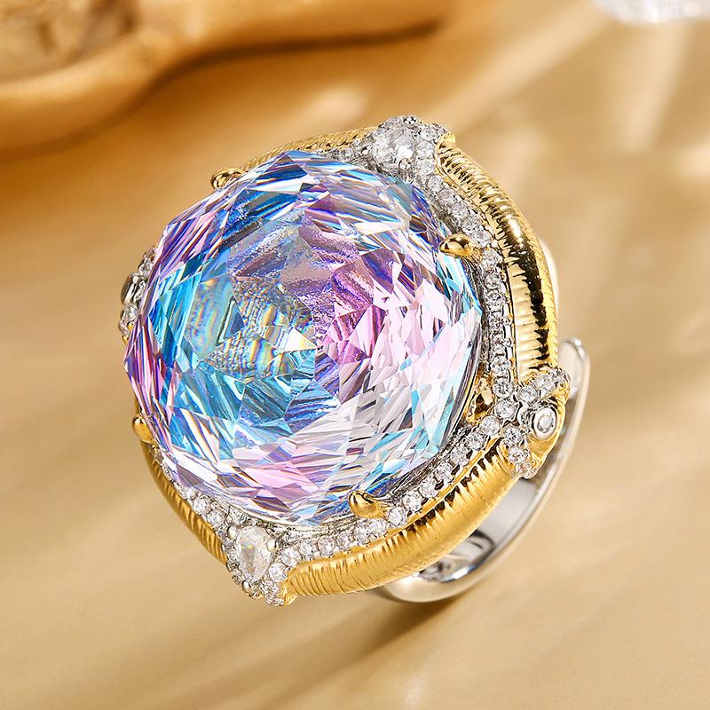 Ювелирные изделия Медное основание Позолоченное Огранка «Миллениум» Плавное изменение цвета Темперамент Легкая роскошь Комплект Основной камень 18-10М