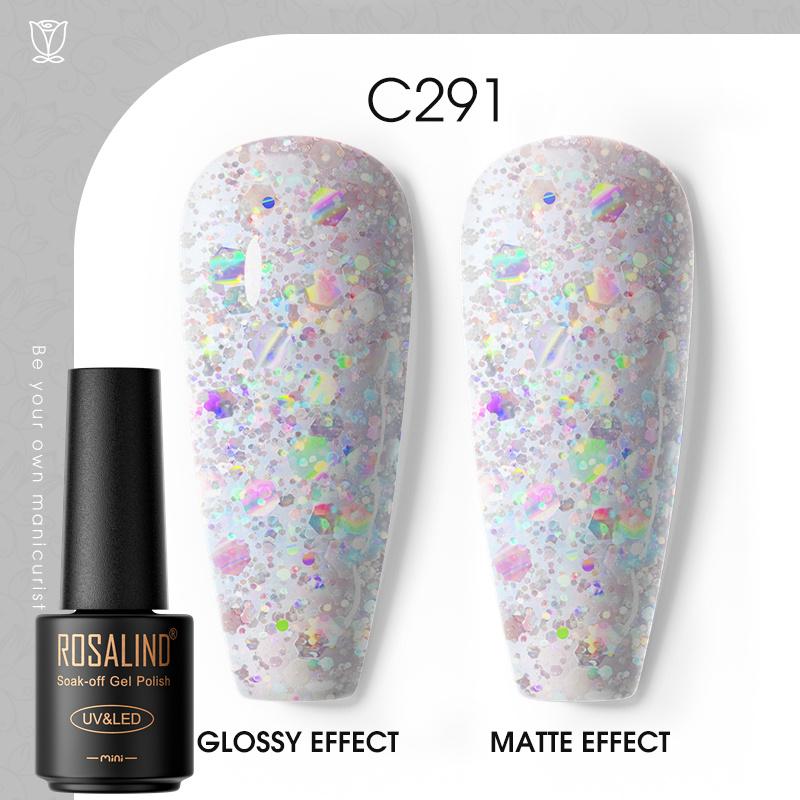 ROSALIND Красочный гель-лак для ногтей, блестящий гибридный лак, полуперманентный лак для ногтей, матовый верхний базовый слой, гель-лак для ногтей