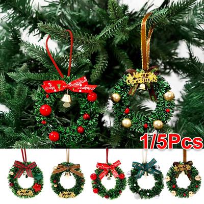 1 шт./5 шт. Подвеска, украшение, венок, фестивальный колокольчик, витрина, рождественская атмосфера, подвесное украшение для автомобиля, мини