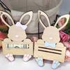 Подвеска в виде кролика E-gg Happy Front Wood для орнамента на открытом воздухе, кролик, крыльцо, декоративные деревянные бирки, пасхальная подвесная табличка, праздничное украшение