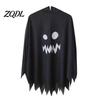 Comfortable Kindergarten Performance Clothes Hooded Ghost Costume, White/Black Cape Costume for Kids Adults, Spooky Lightweight Breathable Halloween