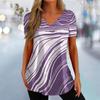 New Women's T-Shirt Curve Print V-Neck Fashion Streetwear Female Clothing Casual Summer Short Sleeve Pullover T Shirt for Women
