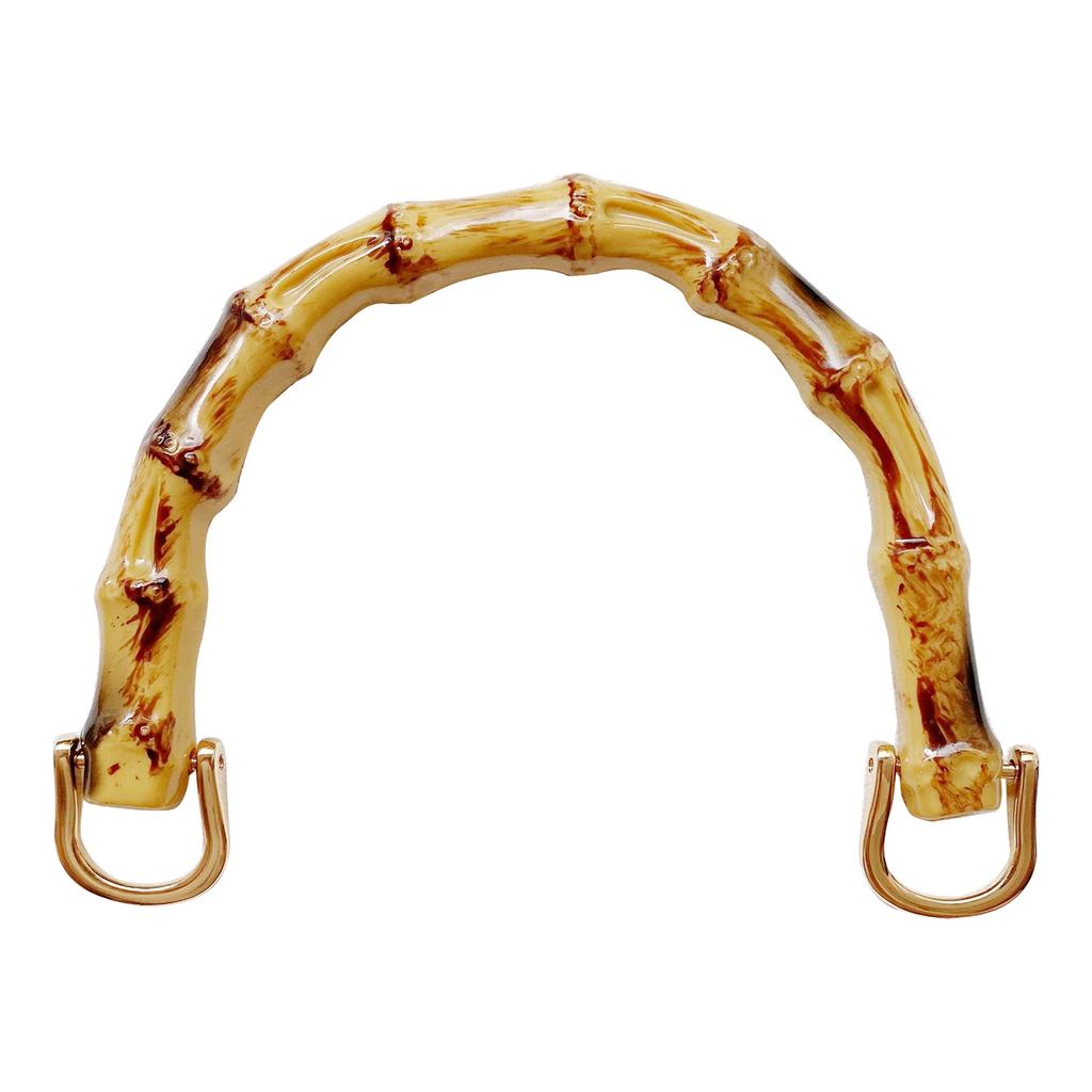 Handbag Handles U-Shape Bamboo Imitation Handle/Metal Link Buckle Set for DIY Lady Purse Handcrafted Bags Accessories