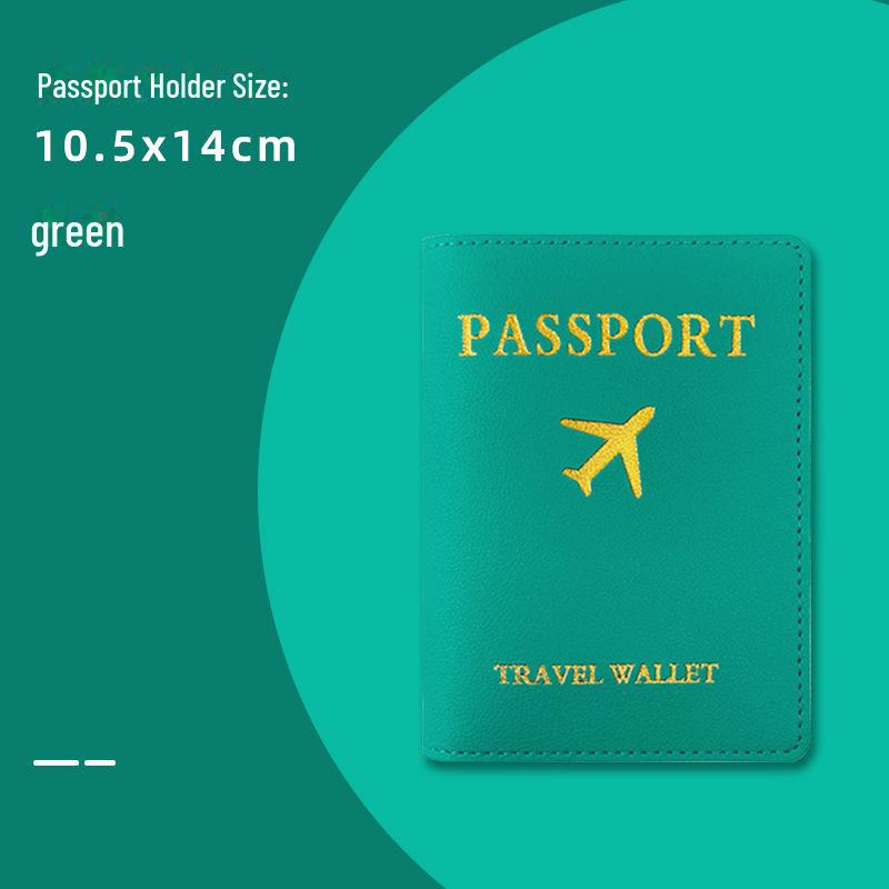 "PU Leather Luggage Tag & Passport Cover Set with Cross-Border Airplane Design"