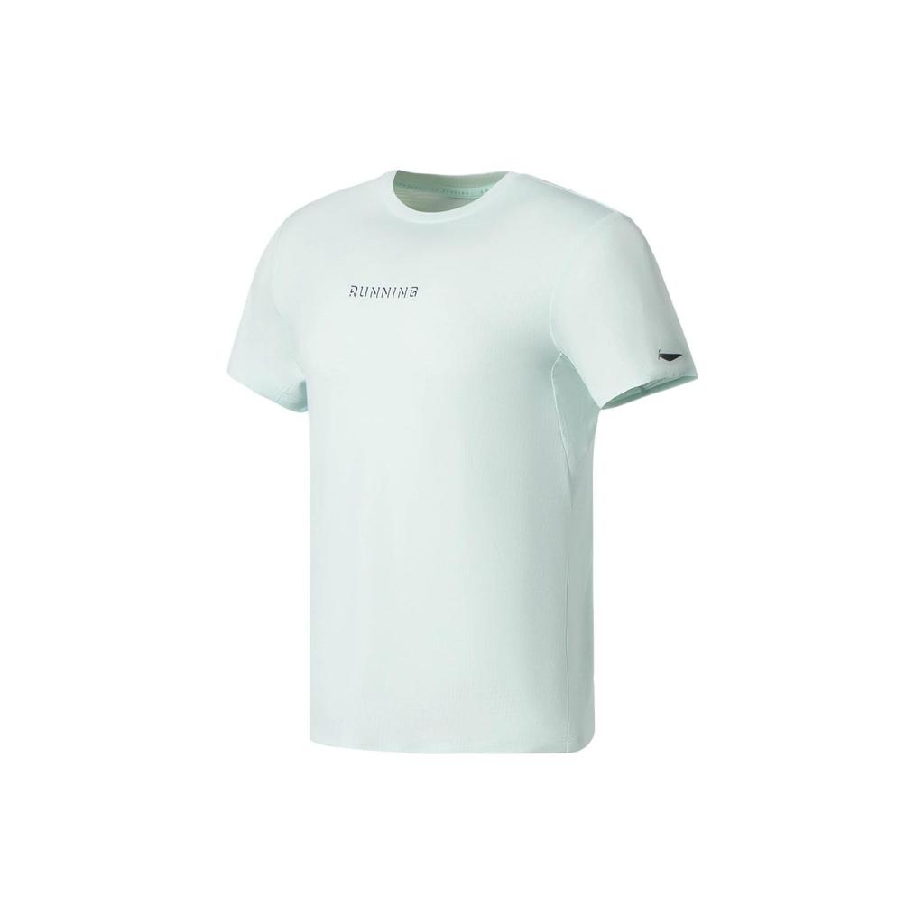 Футболка Li Ning Running Series однотонная, быстросохнущая, дышащая, спортивная, тренировочная, с коротким рукавом, мужская, светло-голубая ATSS061-2