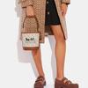 Coach Horse & Carriage Print Signature Canvas Leather Trim Bucket Bag for Daily Use