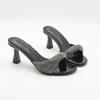 Designer Slippers Rhinestone High Heel Slipper Summer Open Toe Mules Slippers for Women Sexy Slingback High Heel Sandals