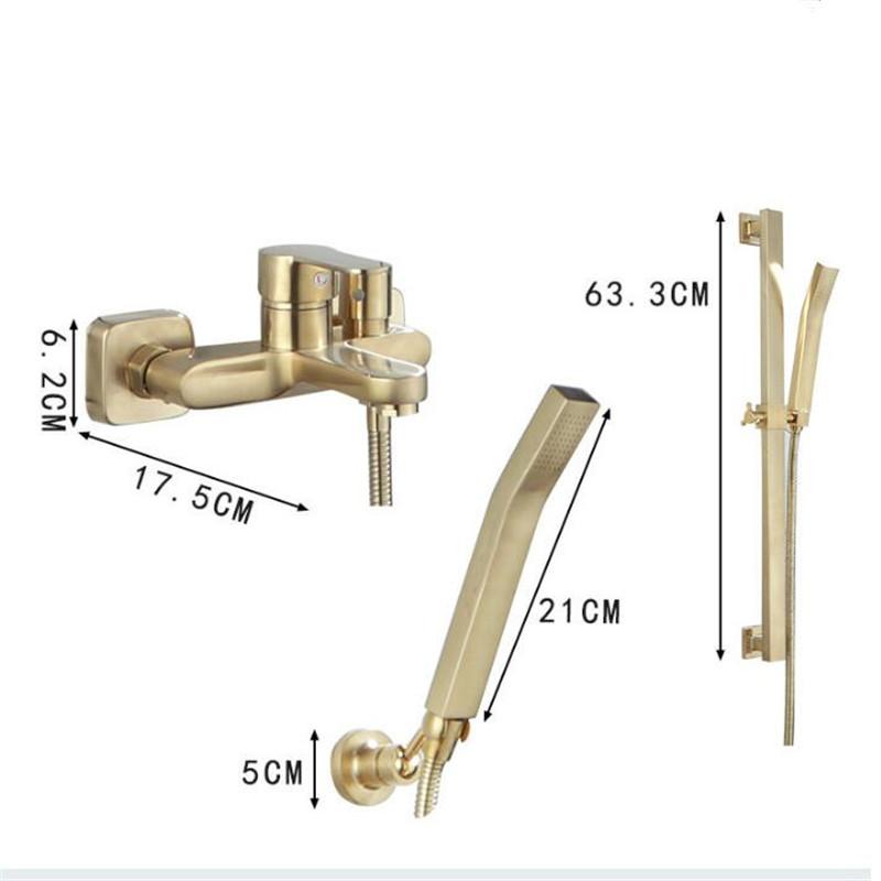 Tuqiu Bathtub Shower Set Wall Mounted Brushed Gold Bath and Shower Faucet, Bathroom Cold and Hot Bath and Shower Mixer Tap Brass