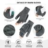 Thickening Fingerless Flip Gloves Wool Knitted Finger Free Gloves  For Men Women Unisex