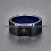 Масонский символ Черно-синее лазерное кольцо из вольфрамовой стали для мужчин