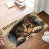 1Pcs Cute Cat Pattern Floor Mat Modern Kitchen Polyester Rug Non-Slip Colorful Indoor Carpet, For Home Bathroom Bedroom Living Room Decor