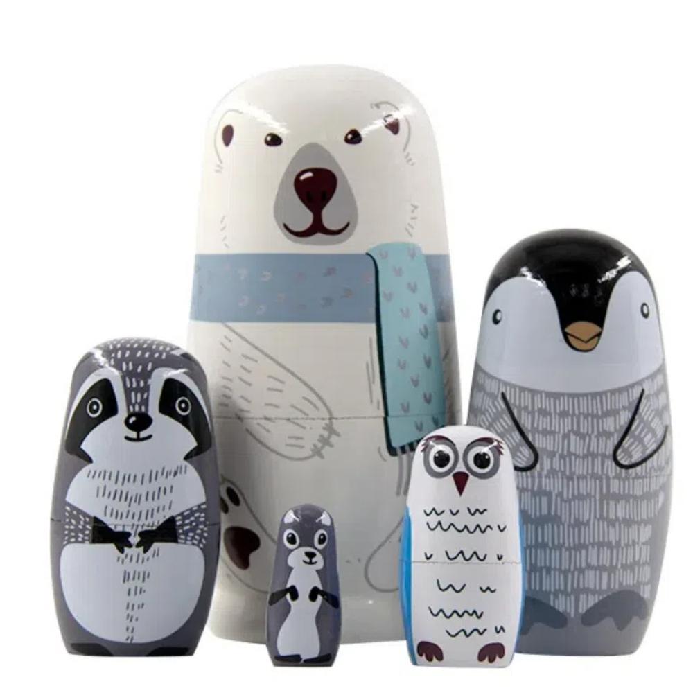 Collection Wooden Matryoshka Toys Figurines Handmade Stacking Dolls  Home Bedroom