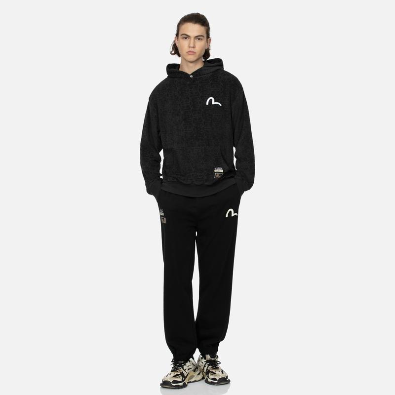 EVISU Casual Pants Men's Black Moderate Cuffed Pants 2EAHTM4SP1077STCT