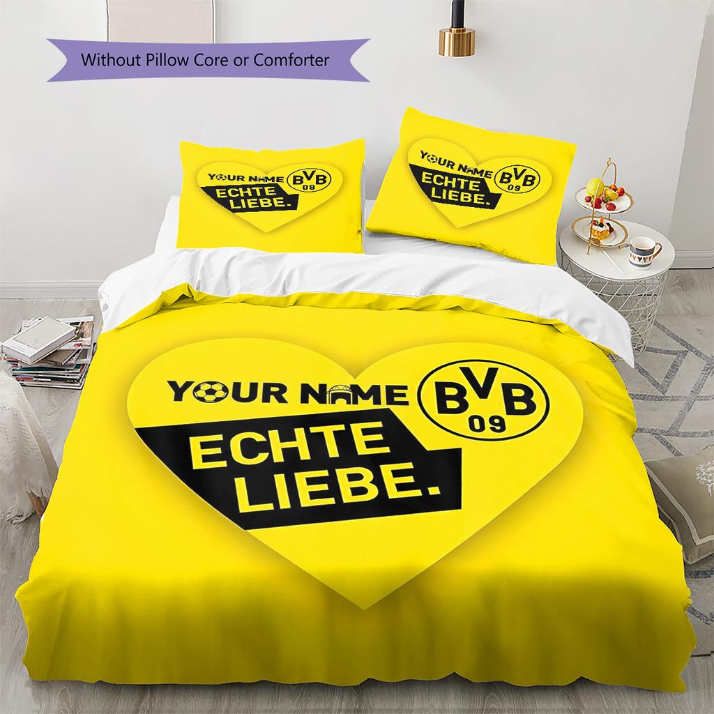 Bvb Fan Gear Custom Name Pattern Bedding Quilt Set Quilt Cover Pillowcase Home Birthday Gift(1 * duvet cover + 2 * pillowcase, without core)
