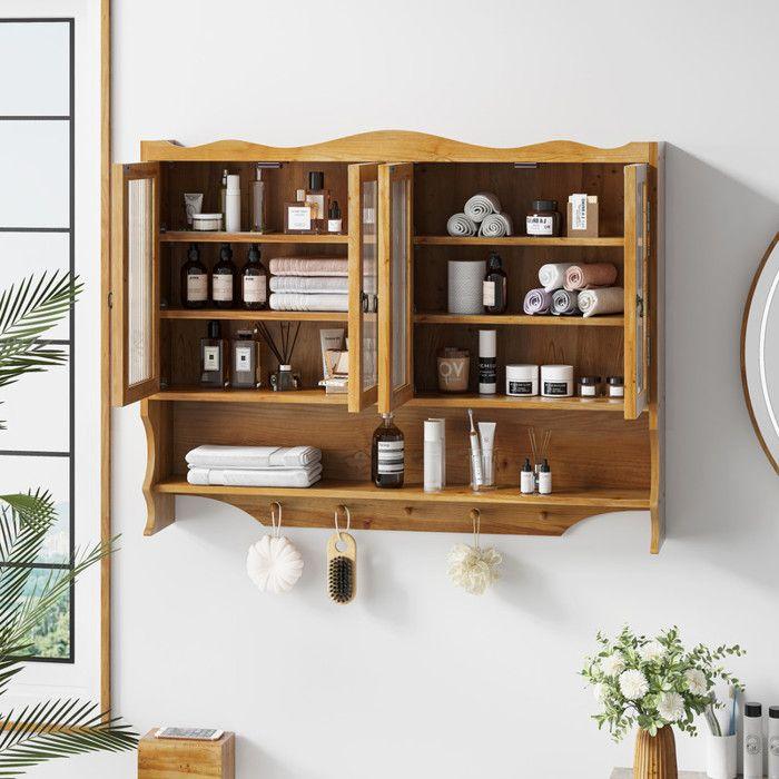 Armoire murale - MUVOE - Vintage - 4 portes - Bois massif - 100 cm de largeur