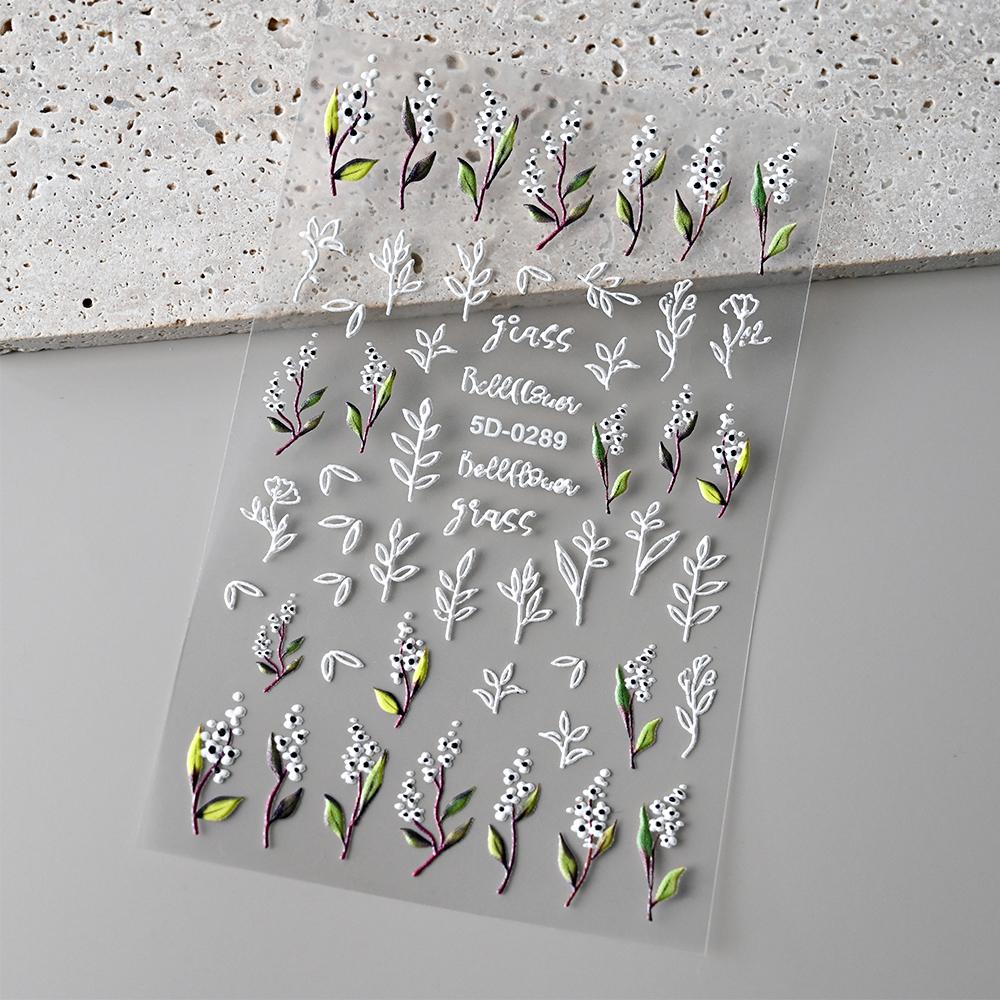 1 шт. 3D-наклейки с цветами для ногтей, весенние цветочные листья, самоклеящиеся слайдеры, наклейки для художественного маникюра для украшения