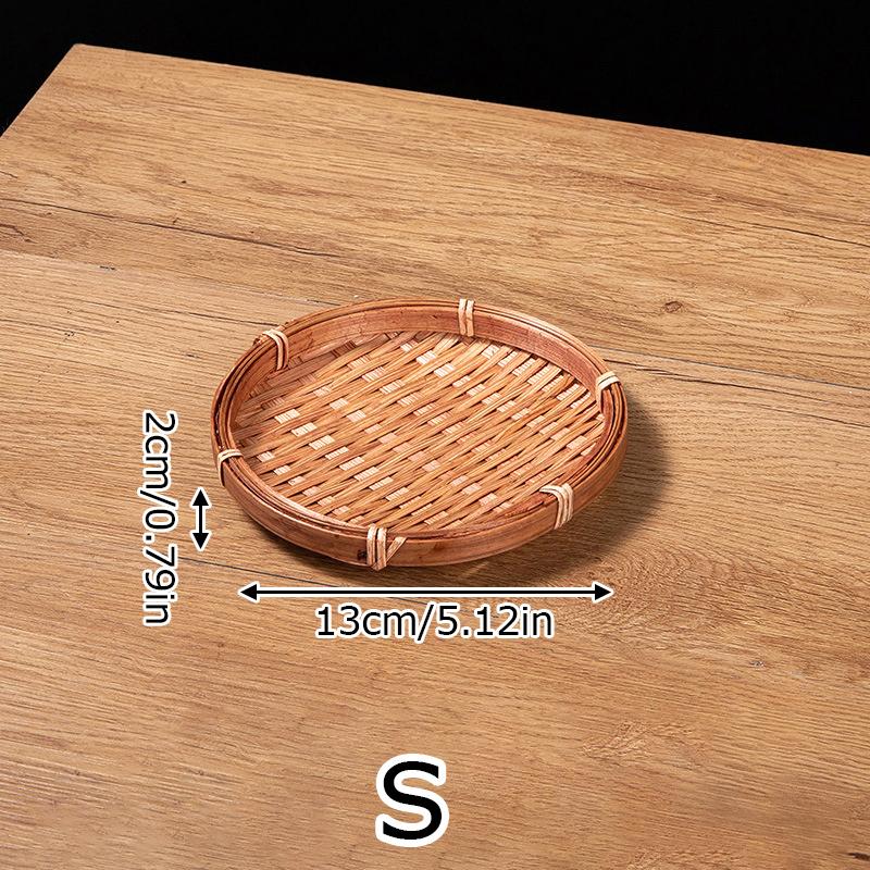 Круглая тарелка Мини круглый совок креативный поднос для конфет и закусок маленький плетеный из бамбука бытовые изделия ручной работы из бамбука поднос для димсамов
