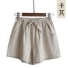 Spring and Summer New Cotton and Linen Shorts Women's Outer Wear Thin A- Shown Wide Leg High Waist Slimming Plus Size Loose Casual Shorts for Women