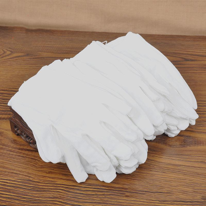 Рабочий хлопок Белый хлопок Инспекция Белый Wenwan Этикет Белый 2 пары Перчатки Трудовое страхование Аксессуары