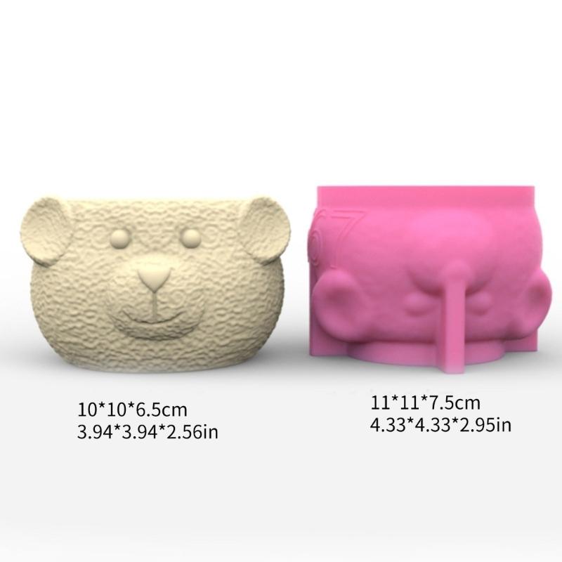 Cute Bear Silicone Mold Succulent Flower Silicone Mold for Crafts Unique Succulent Candle Holders