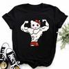 Мышечные Sanrioes Женская футболка Аниме HelloKitties Cinnamon Kuromis Веселая модель Мультяшная одежда Повседневная хлопковая футболка для пар