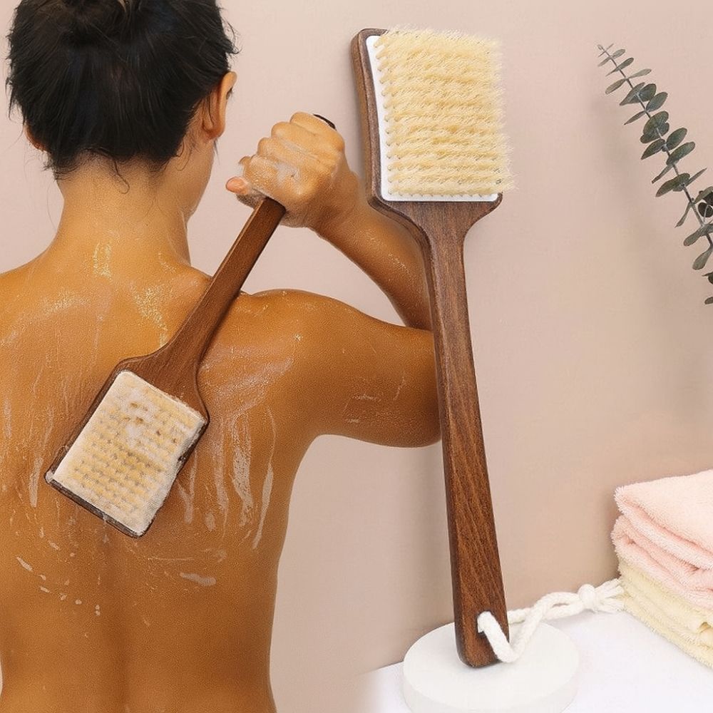 Soft Bristles Back Scrubber Ergonomic Shower Back Scrub Scrubbing Brush Bath Brush Bathroom Tools