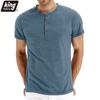 New Men T-shirt Henry Neck Fashion Design Slim Fit Solid T-shirts Male Tops Tees Short Sleeve T Shirt For Men
